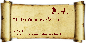 Mitiu Annunciáta névjegykártya